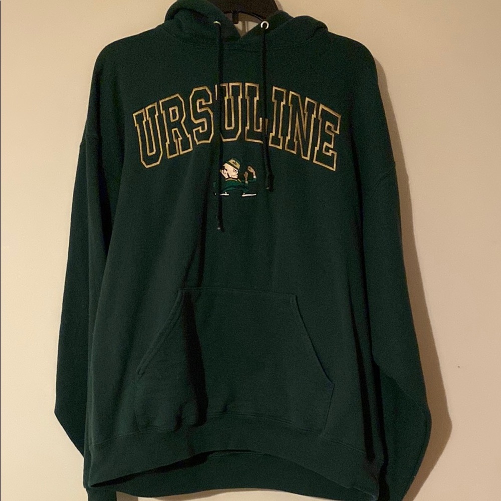Unisex Men’s women’s Ursuline fighting Irish Green Hoodie sweatshirt XL